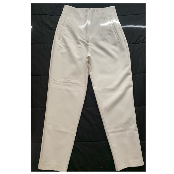ZARA HIGH WAISTED TROUSERS NEW WITHOUT TAGS SIZE S WHITE PANTS HIGH WAISTED c - Picture 7 of 14